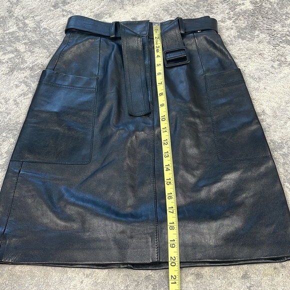 New Hugo Boss Semita Leather Belted Skirt Black A Line Utility Pockets Sz 0 - Picture 8 of 15